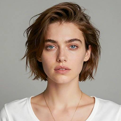 Portrait of Woman with Short Brown Hair