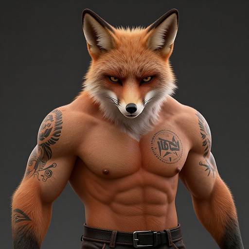 Hyper-Realistic Muscular Gangster Fox Portrait