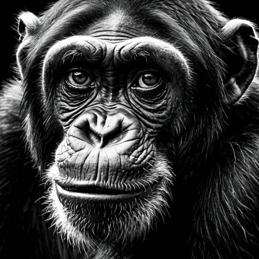 Charcoal Sketch of Thoughtful Chimpanzee