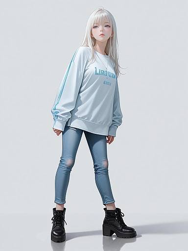 Young Woman in Casual Streetwear