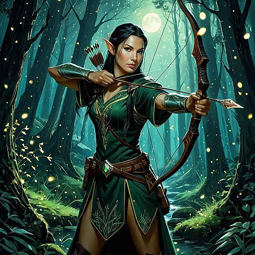 Elven Archer in Mystical Forest