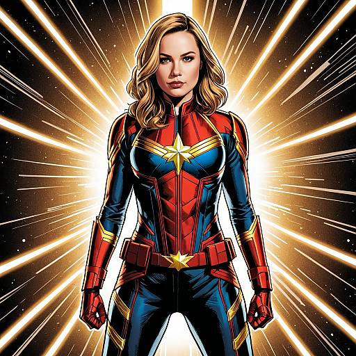 Captain Marvel Comic Style Portrait