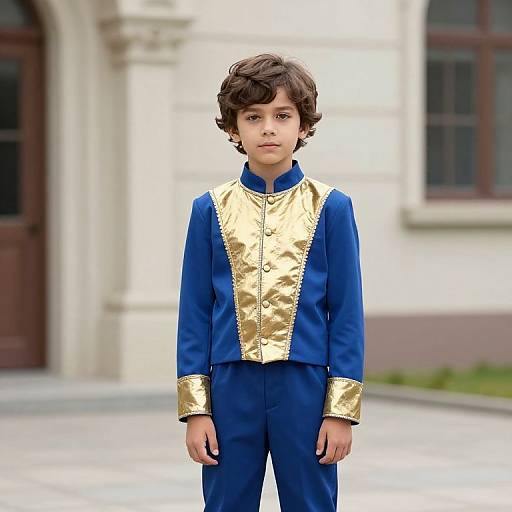 Boy in Blue and Gold Outfit