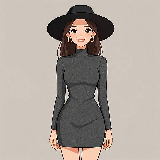 Chic Woman in Charcoal Mini Dress