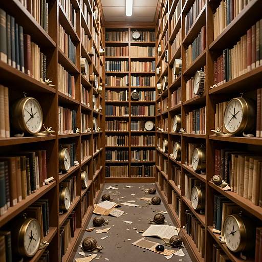 Labyrinthine Library with Snail Clocks