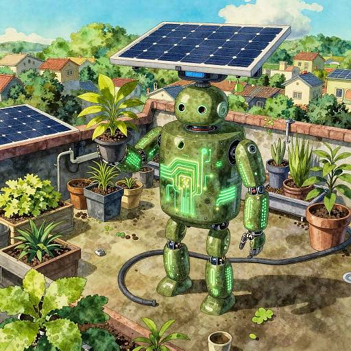 Solar-Powered Android Gardener in Rooftop Garden