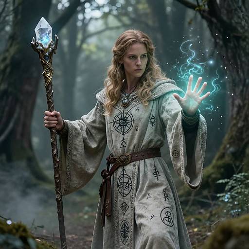 Medieval Caster Summoning Elemental Spirits