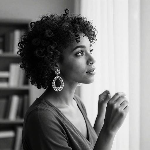 Curious Woman Behind Vertical Blinds