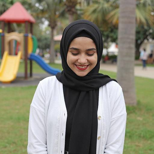 Smiling Woman in Hijab at Park