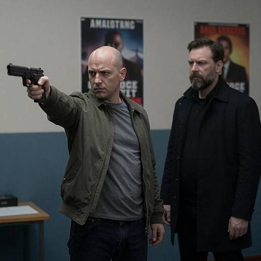 Two Men in a Dimly Lit Room