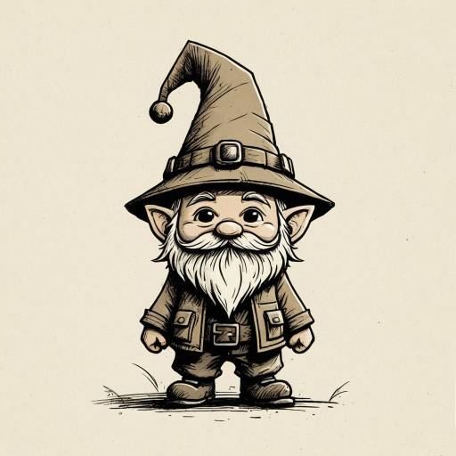 Hand-Drawn Gnome with Pointy Hat