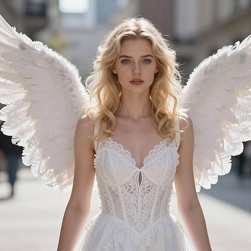Ethereal Angel in Cityscape