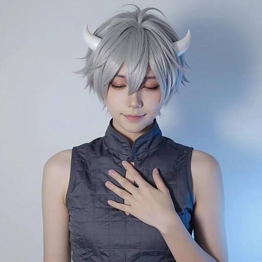 Anime Cosplayer with Silver Hair