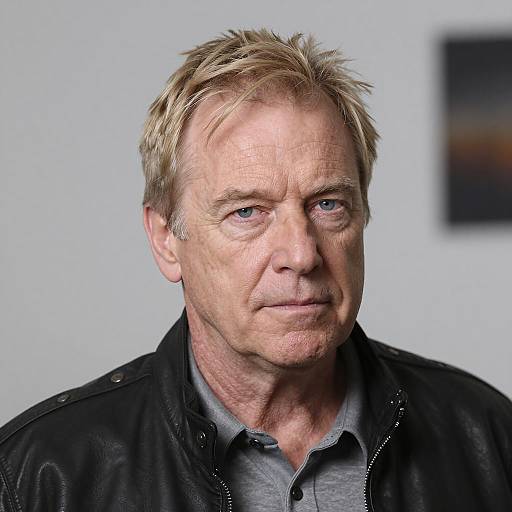 Middle-aged man in leather jacket