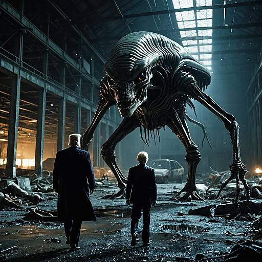 Donald Trump and Alien in Abandoned Warehouse