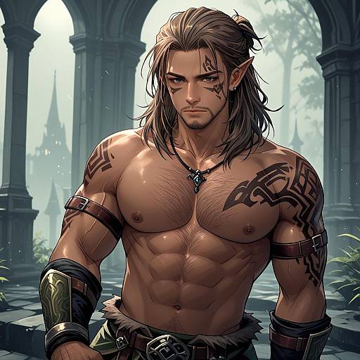 Illustration of Halsin, baldur's gate in the style of Hirune (konekonelkk)