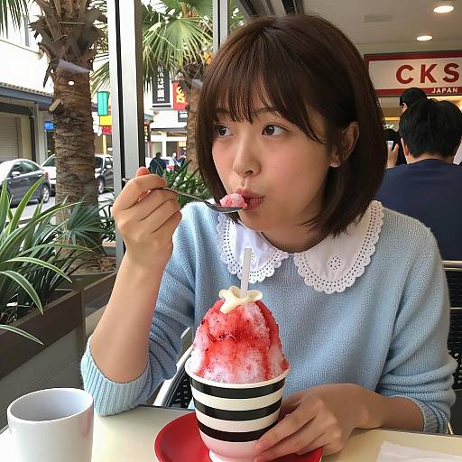 Relaxing Outdoor Scene with Asian Woman