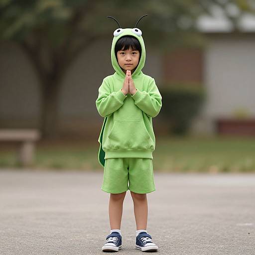 Boy in Kid Praying Mantis Costume
