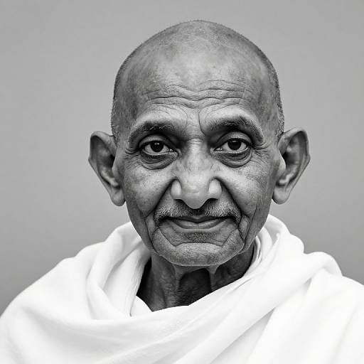 Black-and-white photograph of an elderly African man with a shaved head, deep wrinkles, and large ears, wearing a white robe, looking directly at the