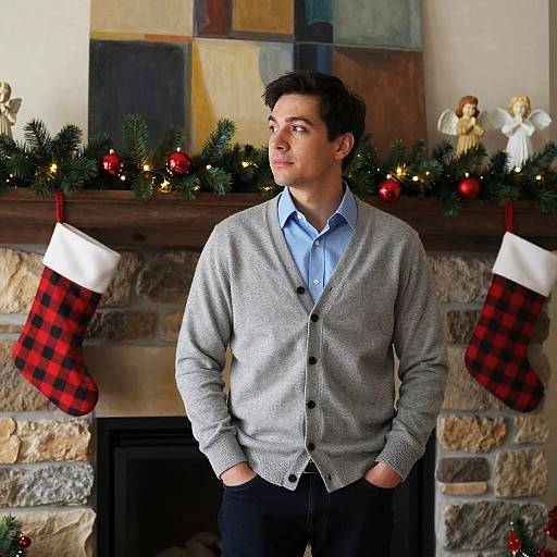 Cozy Christmas Moment by the Fireplace