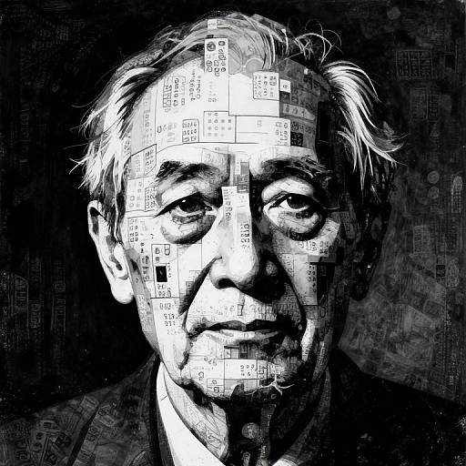 Abstract Dystopian Portrait with Numbers