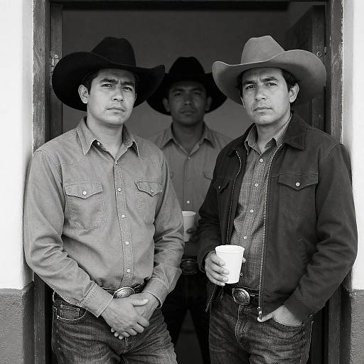 Serious Cowboys in a Doorway Scene