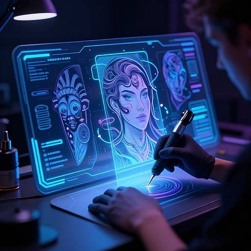 Futuristic Holographic Tattoo Designer