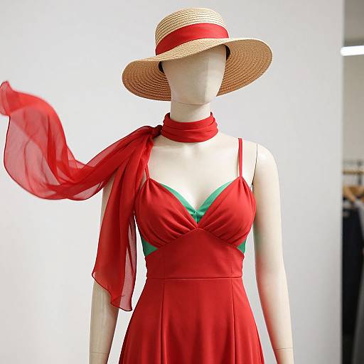 Elegant Mannequin in Vibrant Dress