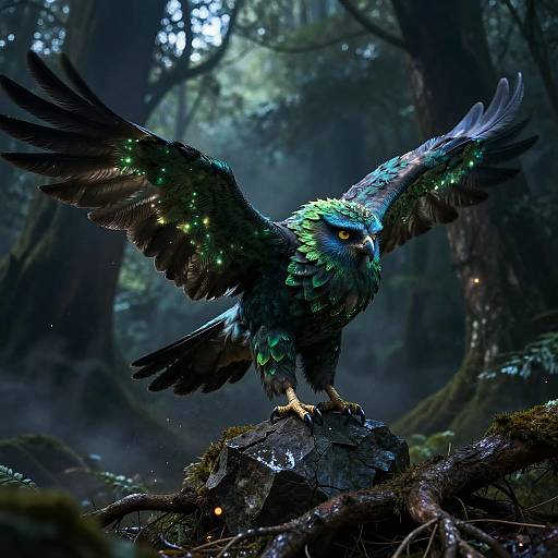 Emerald Harpy in Enchanted Forest