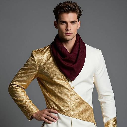 Elegant Male Mannequin in Gold Outfit