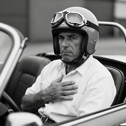Vintage Racing Portrait in Black and White