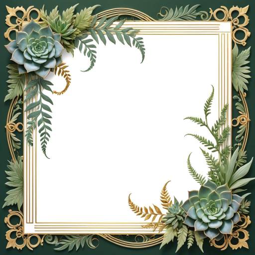 Elegant Victorian Frame with Ferns & Succulents