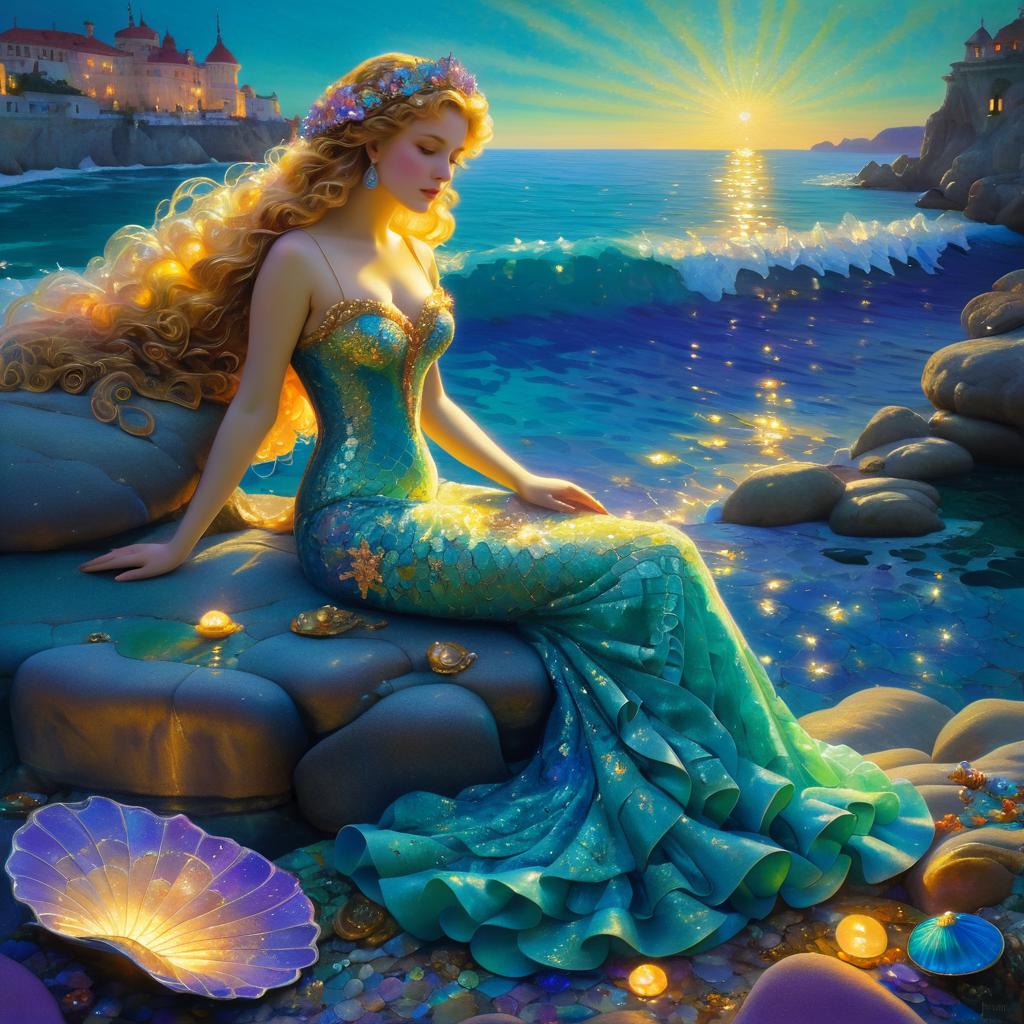 Serene Mermaid in Luxurious Ocean Setting