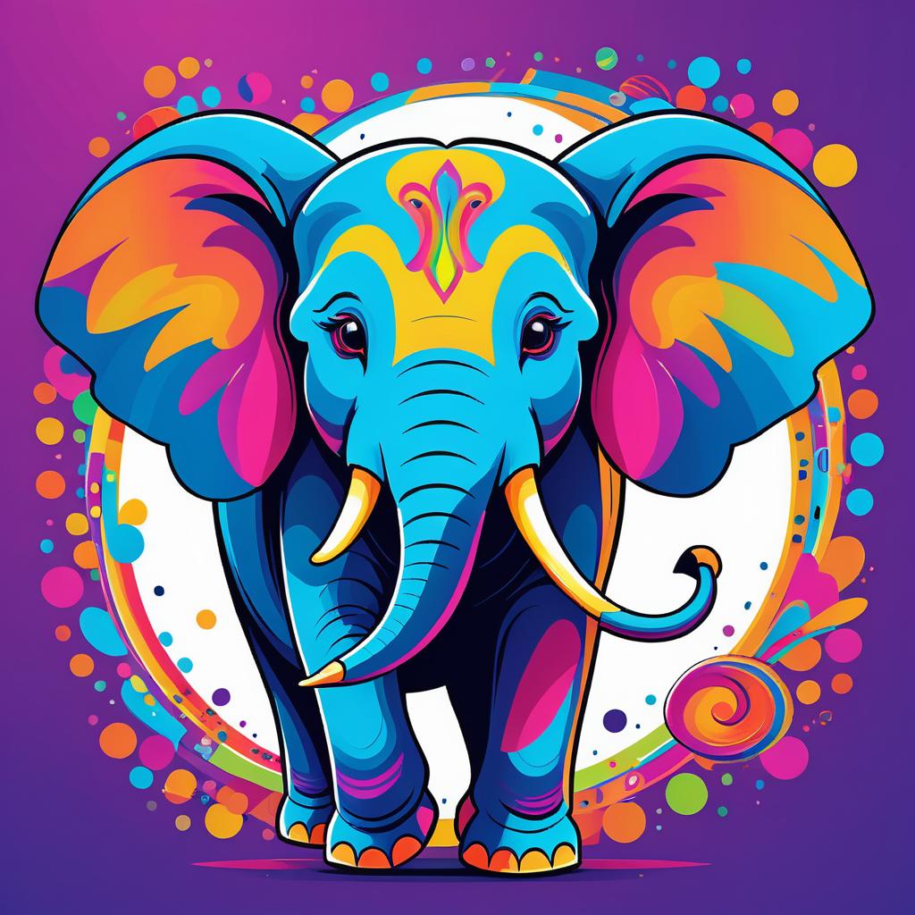 Vibrant Cartoon Elephant Illustration