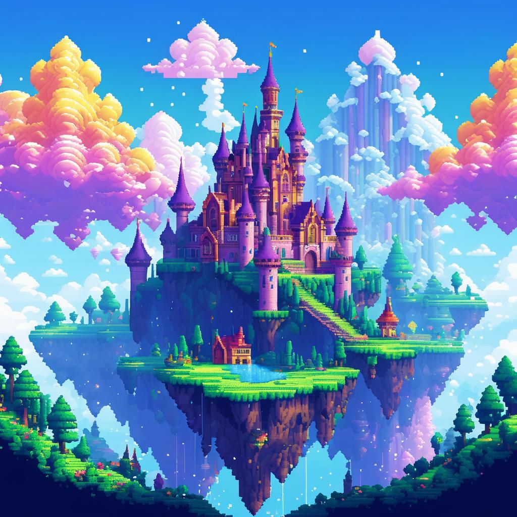 Magical Castle in a Vibrant Cloudscape