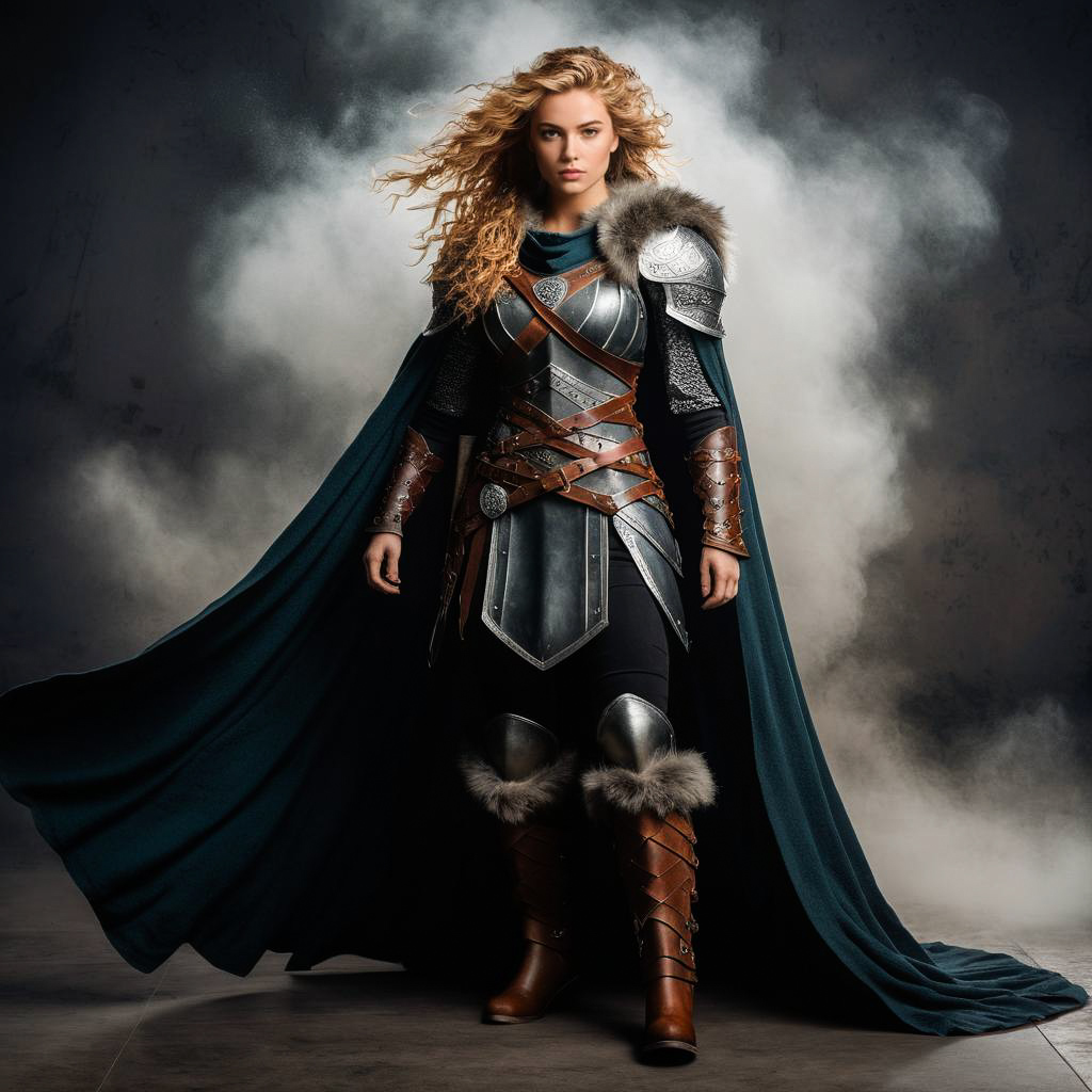 Fierce Shieldmaiden in Viking Armor