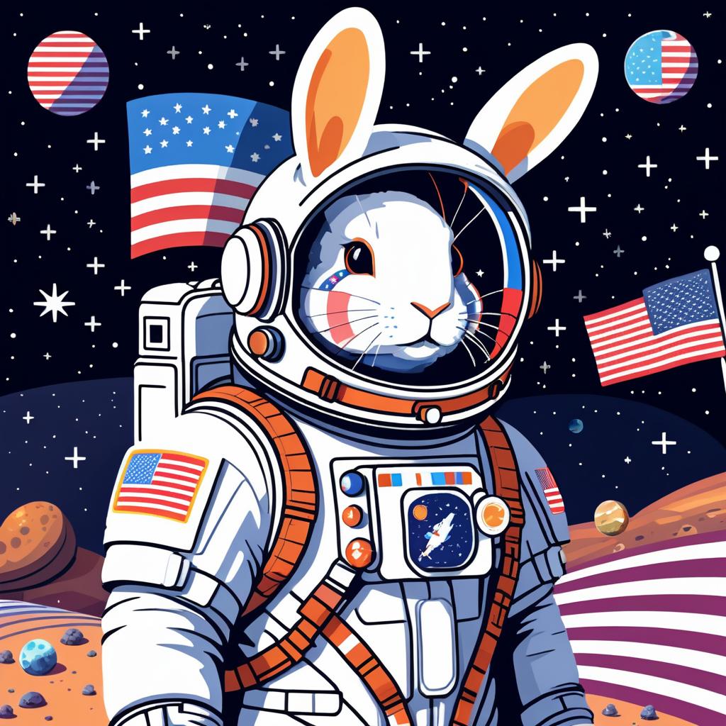 Adventurous Rabbit Astronaut in Pixel Art