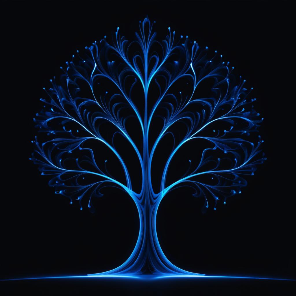 Elegant Blue Tree Light Painting Design