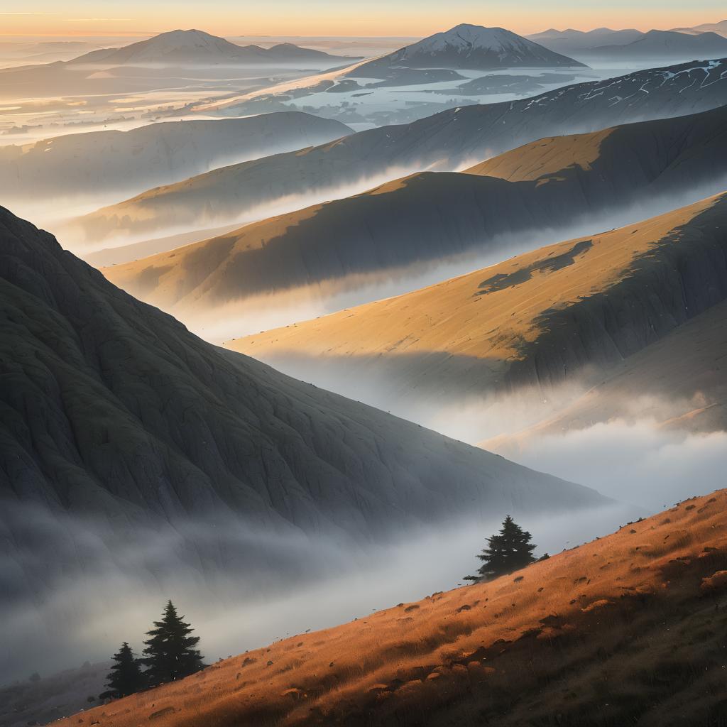 Aerial View of Foggy Mountain Uplands