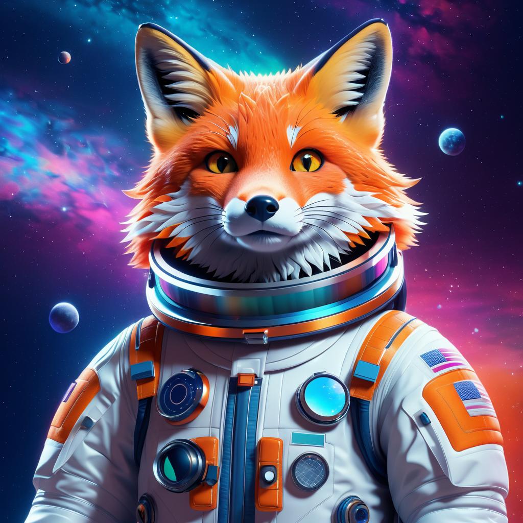 Cosmic Fox in Sleek Spacesuit Illustration