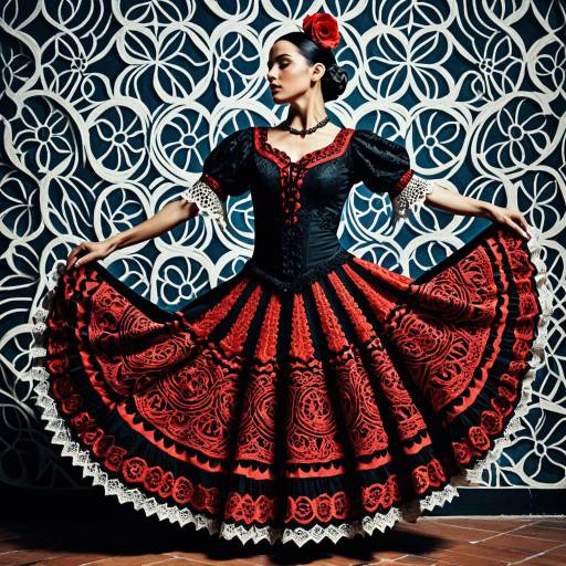 Woman in Traditional Spanish Flamenco Dress