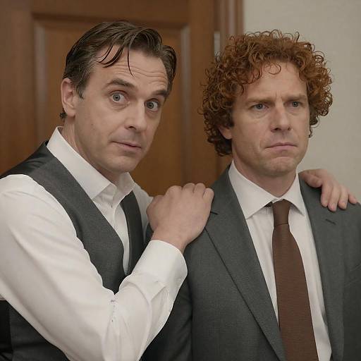 Two Middle-Aged Men in Formal Attire Indoor