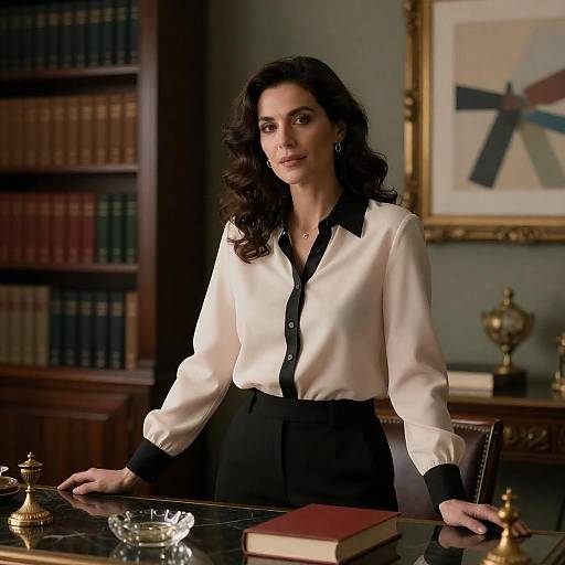 Middle-aged woman in elegant study