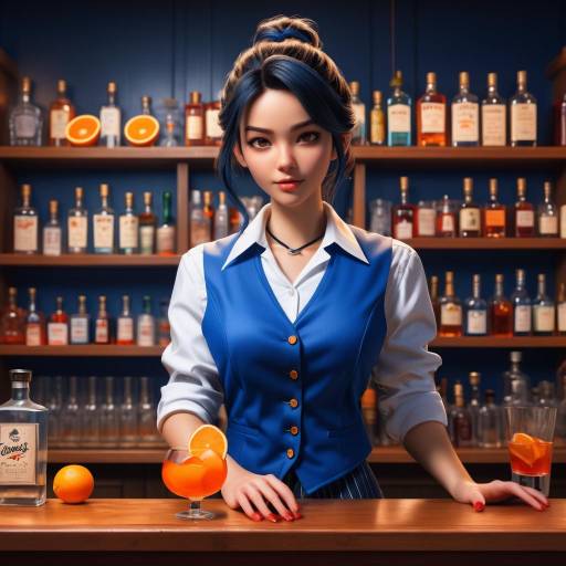 Female Bartender with Orange Cocktails