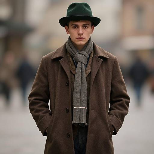 Vintage Style Man in Jacket and Scarf