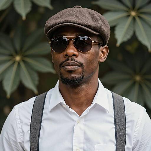 Stylish Black Man in Brown Cap Portrait