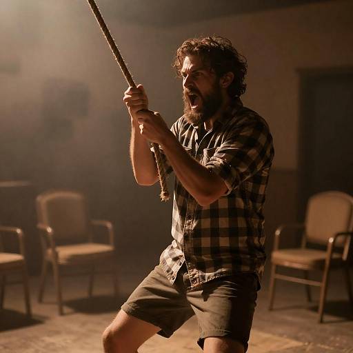 Intense Portrait of a Man in Smoke