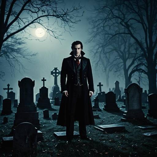 Mysterious Vampire Lord in Foggy Graveyard