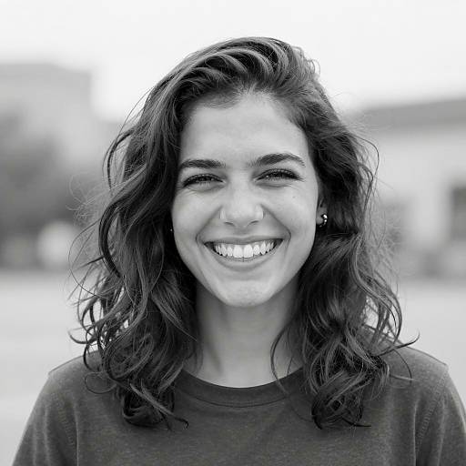 Smiling Woman in Black and White