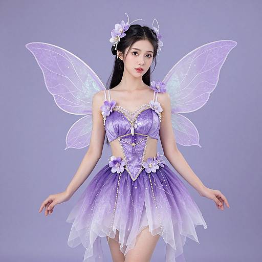 Purple Fairy Costume with Wings